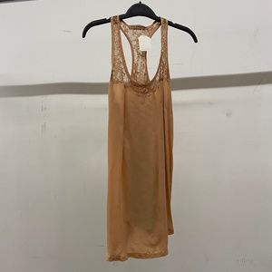 Peach tank with lace back